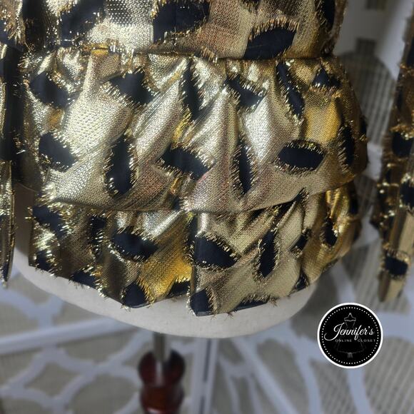 Partridge In A Pear Tree Vintage 80's Metallic Gold & Black Formal Jacket Size 8 - Picture 7 of 16